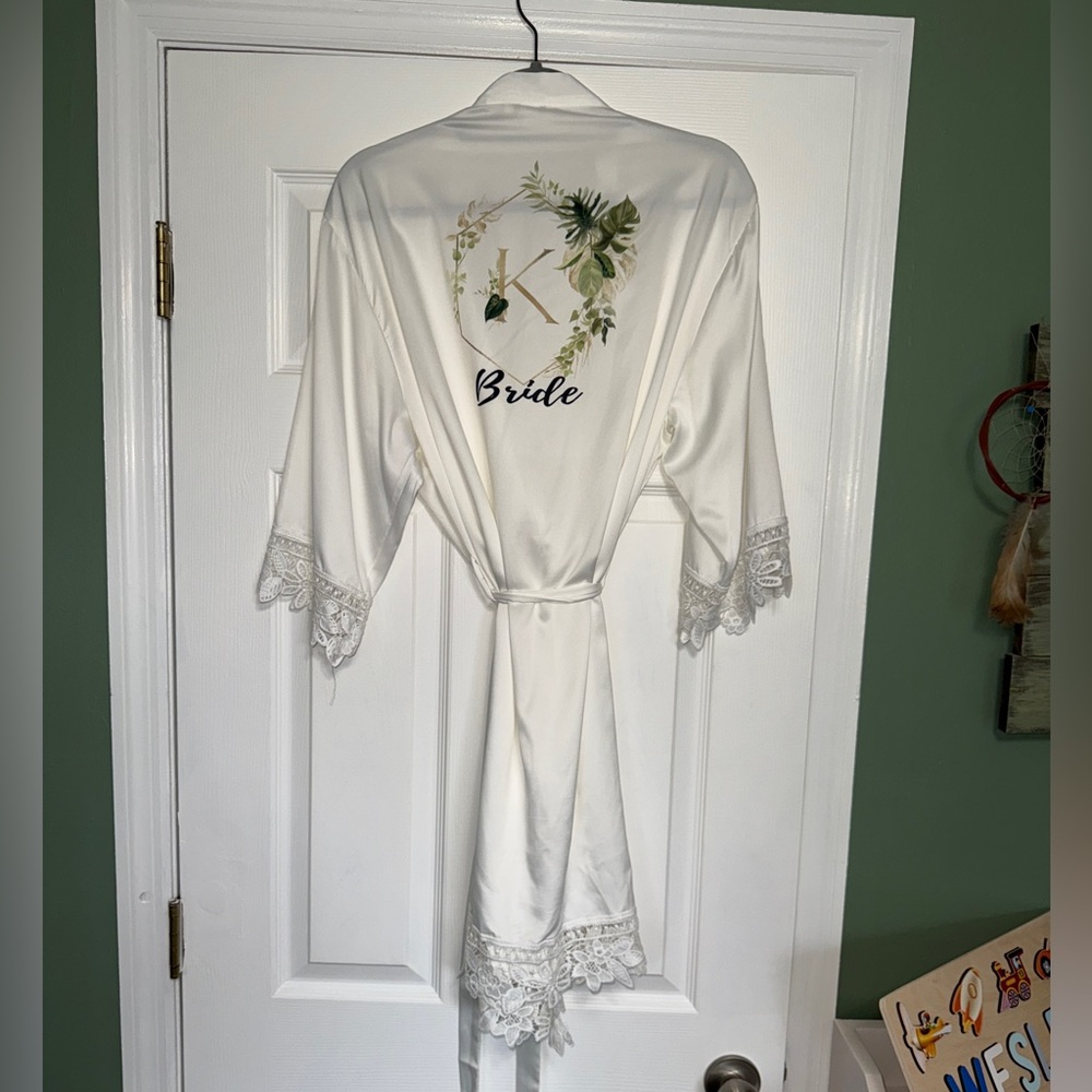 White Satin Bridal Robe - Picture 6 of 6